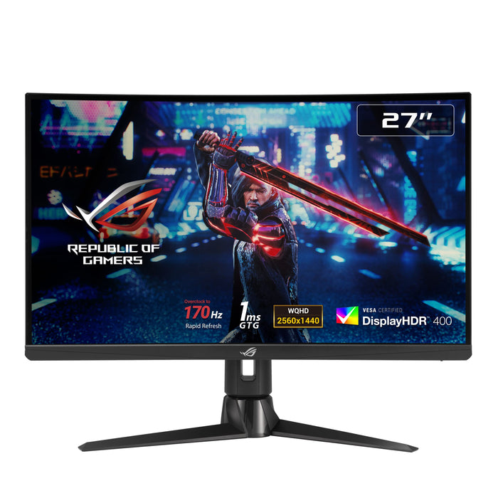 ASUS ROG Strix XG27AQV - LED monitor - gaming - curved - 27" - 2560 x 1440 WQHD @ 170 Hz - Fast IPS - 400 cd/m² - 1000:1 - HDR10 - 1 ms - 2xHDMI, DisplayPort