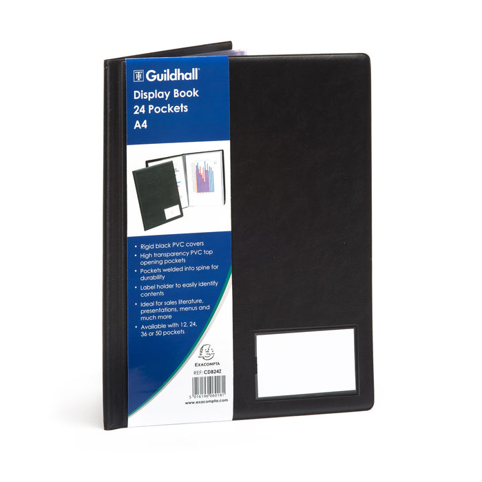 Best Value Exacompta Guildhall PVC Display Book, A4, 24 Pockets - Black