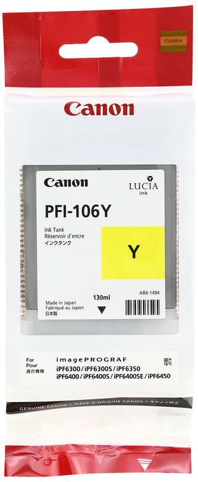 Best Value Canon PFI106Y 130ml Ink Cartridge - Yellow