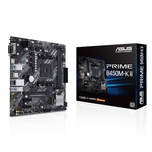 ASUS PRIME B450M-K II - Motherboard - micro ATX - Socket AM4 - AMD B450 Chipset - USB 3.2 Gen 1 - Gigabit LAN - onboard graphics (CPU required) - HD Audio (8-channel)