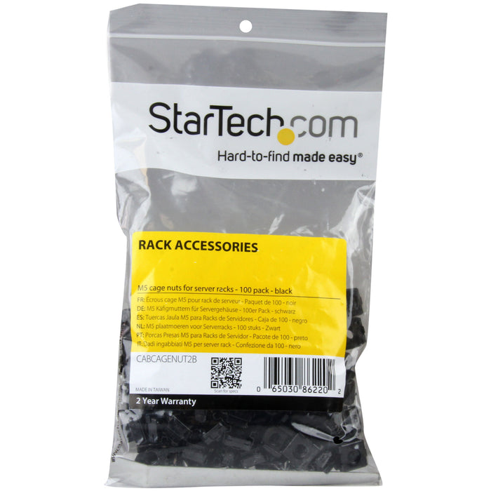 StarTech M5 Cage Nuts 100 Pack for Server Rack and Cabinets