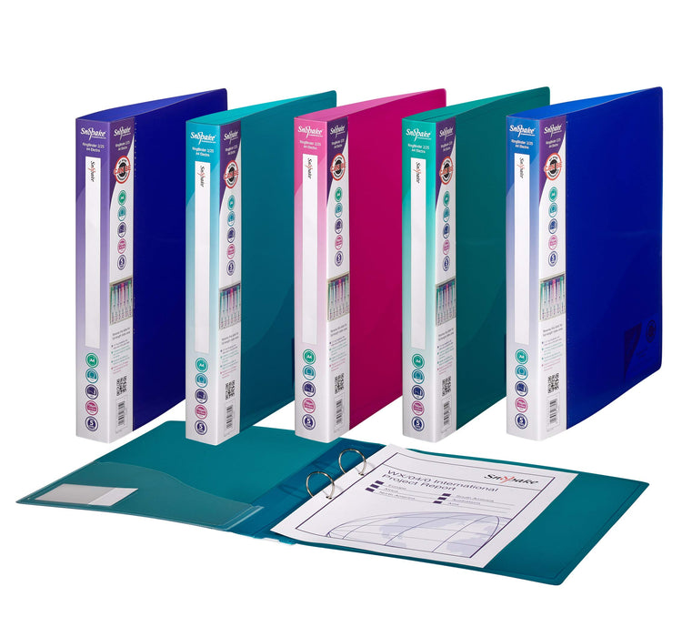 Best Value Snopake 2 Ring 25mm A4 Original Ring Binder Pack of 10 Pieces - Assorted Electra Colours