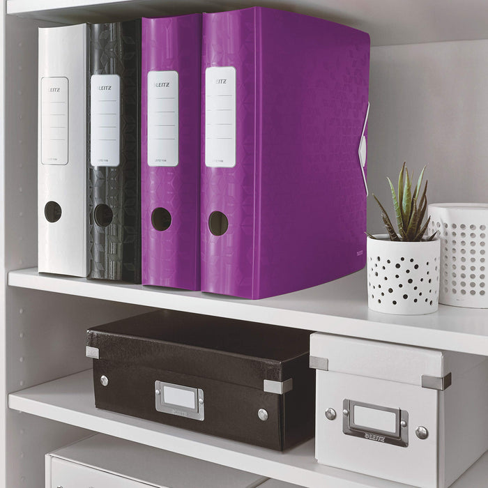 Best Value Leitz Lever Arch File, Metallic purple, A4, Curved spine 75mm width, Elastic fastening, Light polyfoam, WOW Range, 11060062