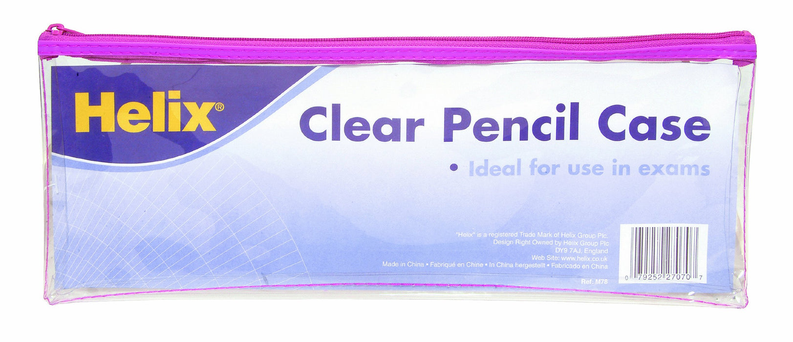 Best Value Helix Large Clear Pencil Case (Assorted Colours)