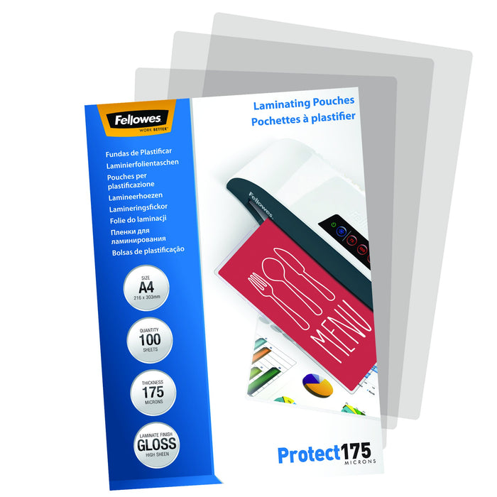 Best Value Fellowes Protect A4 175 Micron Glossy Laminating Pouches (Pack of 100)