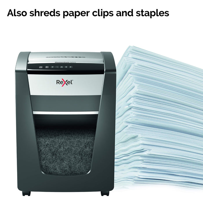 Best Value Rexel Momentum M515 Micro Cut Paper Shredder, Shreds 15 Sheets, 30 Litre Bin, Black, 2104577