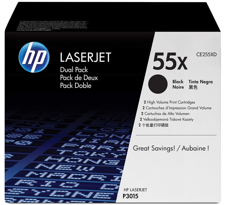 Best Value HP CE255XD 55X High Yield Original LaserJet Toner Cartridges, Black, Pack of 2