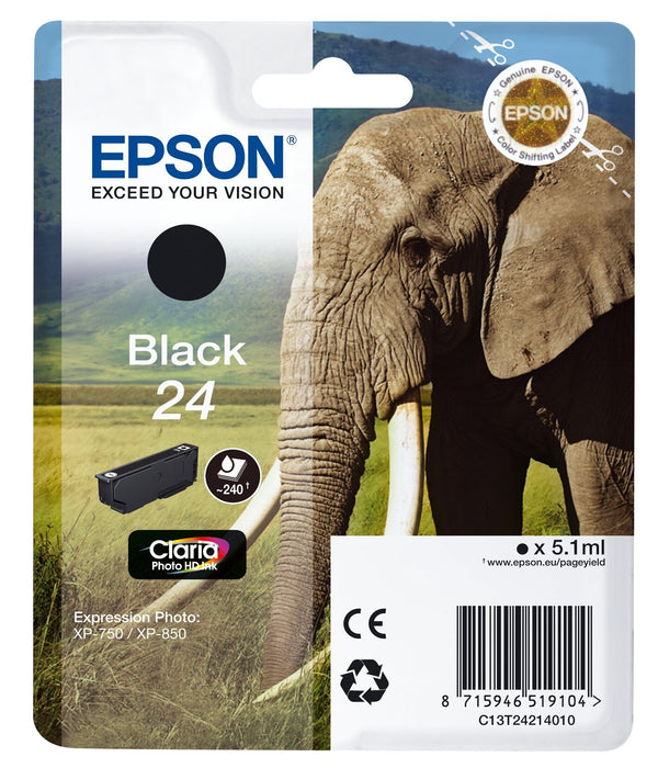 Best Value Epson Claria Photo HD Ink Elephant 24 Series - Black