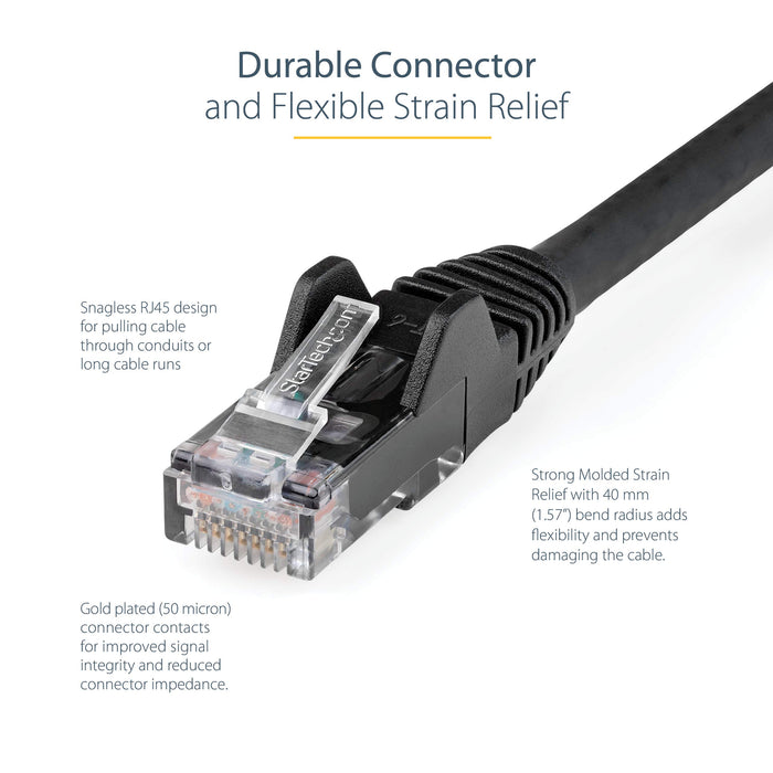 StarTech 2m CAT6 Ethernet Low Smoke Zero Halogen 10 Gigabit Black UTP Network Cable