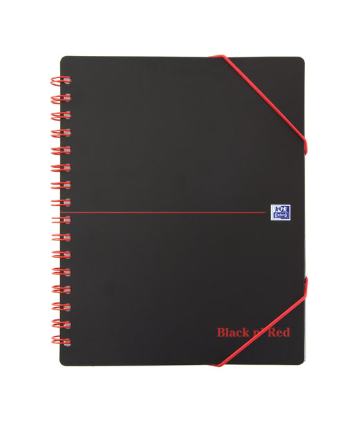 Best Value Oxford Black n' Red A5+ Poly Cover Wirebound Meeting Book, Ruled with Margin Notebook Including Rear Storage Envelope, 160 Page, 1 Notebook