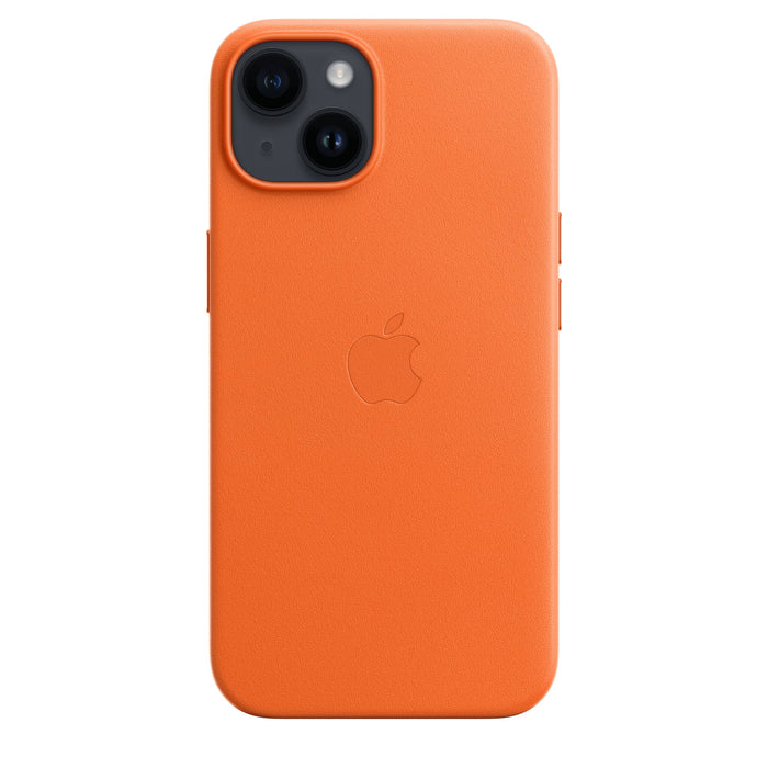 Apple - Back cover for mobile phone - MagSafe compatibility - leather - orange - for iPhone 14