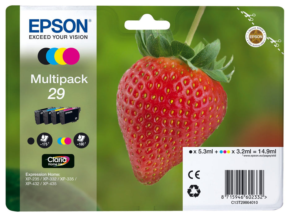 Best Value Epson C13T29864012 Claria Home Ink Epson 29 Standard Capacity Strawberry Ink Cartridge, Pack of 4, Amazon Dash Replenishment Ready