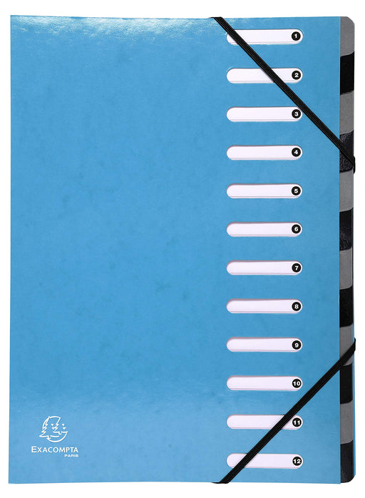 Best Value Exacompta Iderama Harmonika Multipart File, A4, 12 sections, 600 gsm - Light Blue