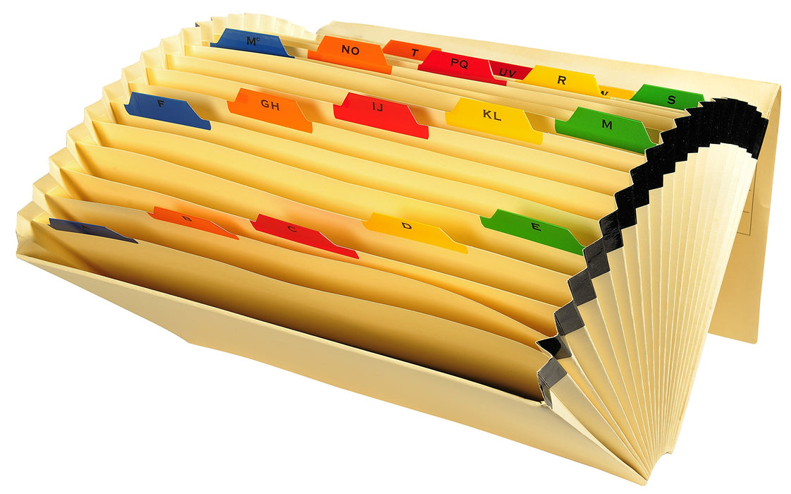 Best Value Exacompta 15 Section Expanding Card File with Coloured Plastic Tabs - Ivory