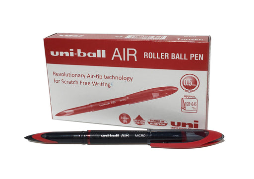 Best Value Uni-Ball UB-188-Micro Fountain Pen Tip 0.5mm Air Rollerball Pens, Red Gel, 12 Pack