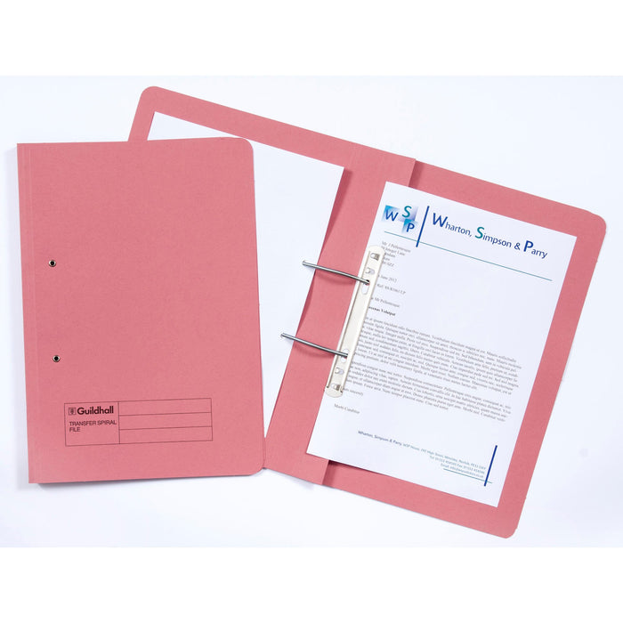 Best Value Exacompta Guildhall Spiral Files, 315 gsm, Foolscap, - Pink, Pack of 50