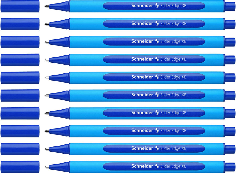 Best Value Schneider 152203 Ballpoint Pen Slider Edge with Cap XB Blue Barrel Colour: Cyan-Blue Pack of 10