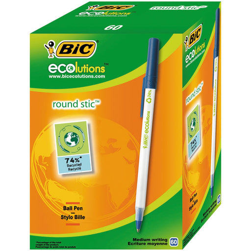 Best Value BIC Ecolutions Round Stic Pens - Blue (Box of 60)