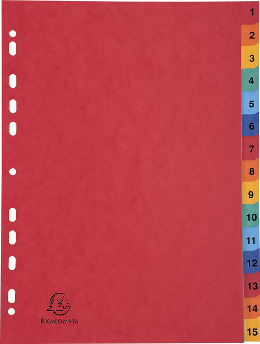 Best Value Exacompta Europa Printed Indices, A4, 225 gsm, 15 Parts (1-15)- Multi-coloured