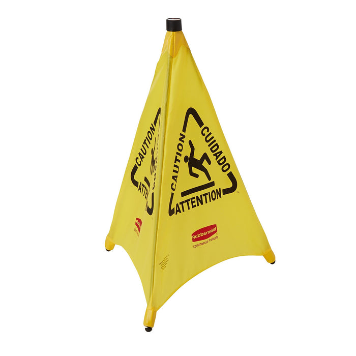 Best Value Rubbermaid Commercial 76 cm Pop Up Safety Cone with Multilingual Caution Imprint and Wet Floor Symbol - Yellow