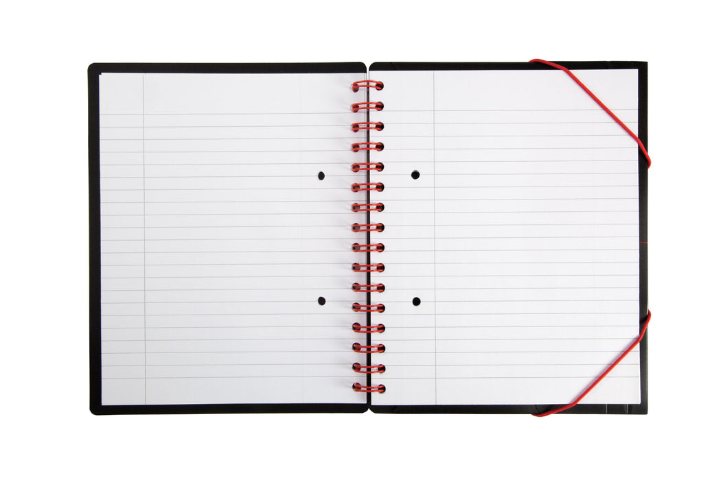 Best Value Oxford Black n' Red A5+ Poly Cover Wirebound Meeting Book, Ruled with Margin Notebook Including Rear Storage Envelope, 160 Page, 1 Notebook