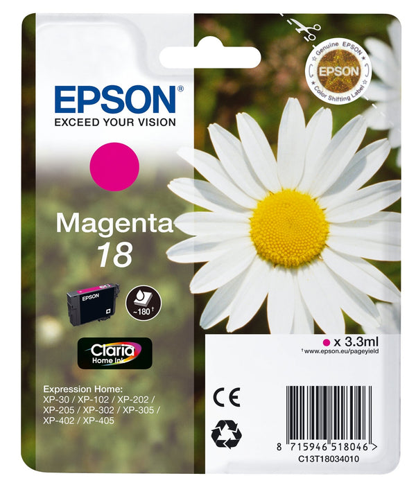 Best Value Epson C13T18034012 Ink Cartridge, Standard, Magenta, Genuine, Amazon Dash Replenishment Ready