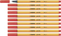 Best Value Fineliner - STABILO point 88 Box of 10 Red