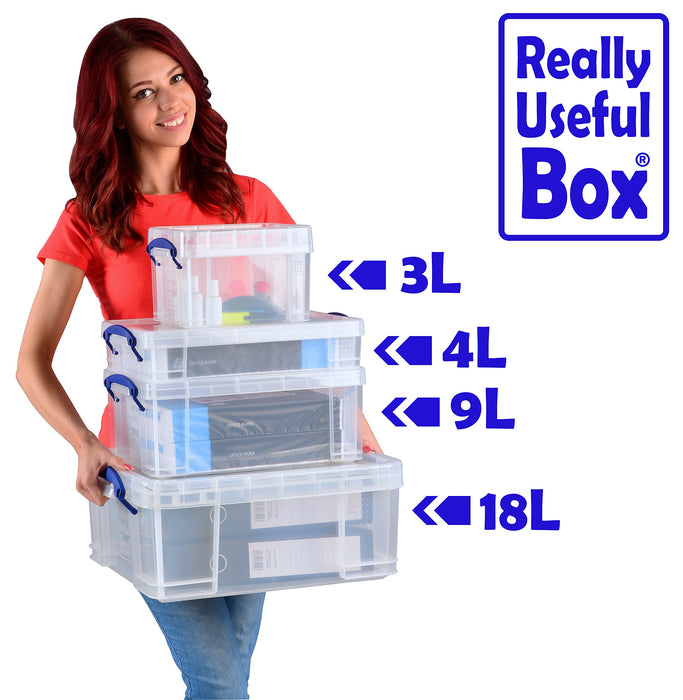 Best Value Really Useful Box 4 Litre Office Storage Box, Clear