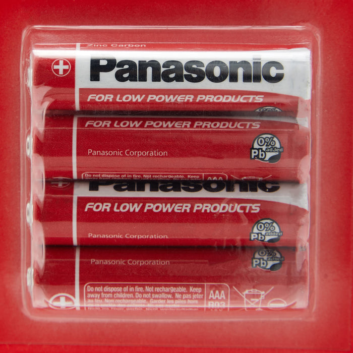 Panasonic Zinc Batteries AAA R03 1.5V (Pack 4) - PANAR03RB4