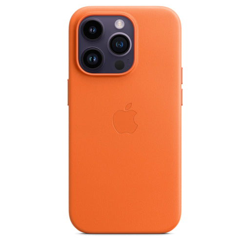 Apple - Back cover for mobile phone - with MagSafe - leather - orange - for iPhone 14 Pro