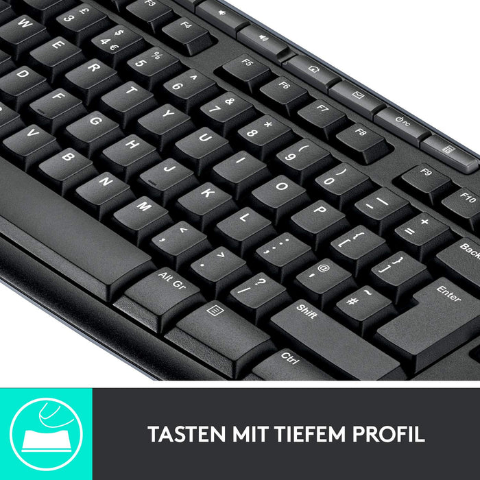 Best Value Logitech MK270 Wireless Keyboard and Mouse Combo for Windows, 2.4 GHz Wireless, Compact Wireless Mouse, 8 Multimedia & Shortcut Keys, 2-Year Battery Life, PC/Laptop, QWERTZ German Layout - Black