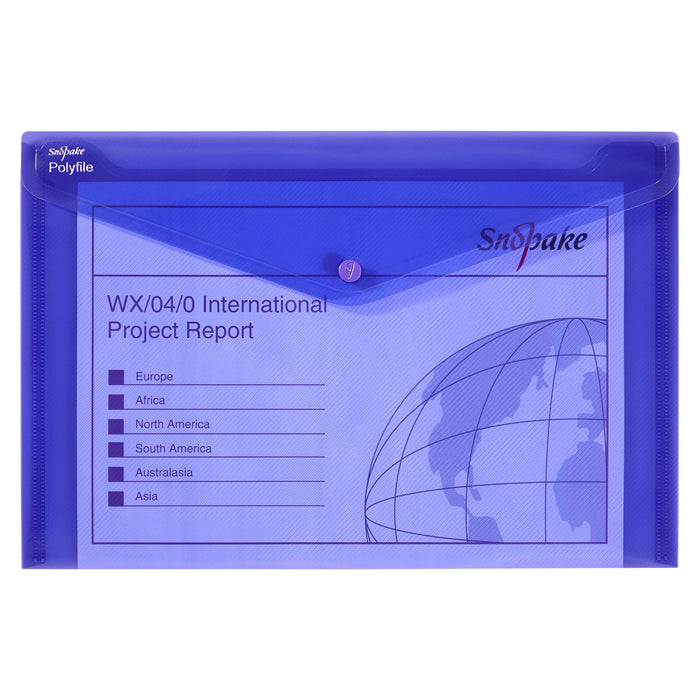 Best Value Snopake 11162 Polyfile Foolscap Popper Wallet File with Press Stud Electra Purple (Pack of 5)