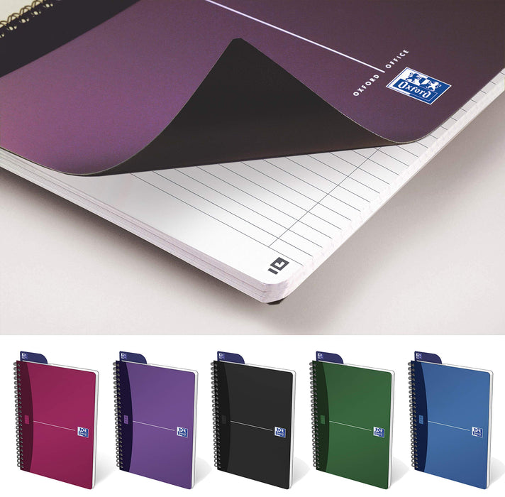 Best Value Oxford Office A4 Opaque Poly Cover Wirebound Notebook Narrow Ruled with Margin 180 Page including Repositionable Divider/Ruler, Assorted Colours, 5 Notebooks