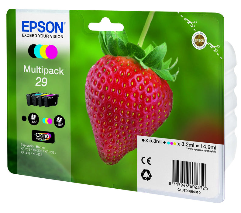 Best Value Epson C13T29864012 Claria Home Ink Epson 29 Standard Capacity Strawberry Ink Cartridge, Pack of 4, Amazon Dash Replenishment Ready