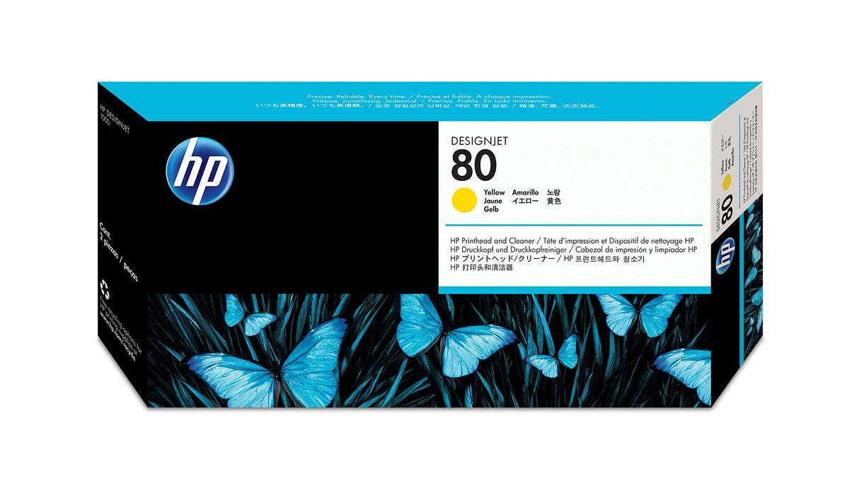 Best Value HP Original C4823A Print Head + Cleaner No 80 Yellow