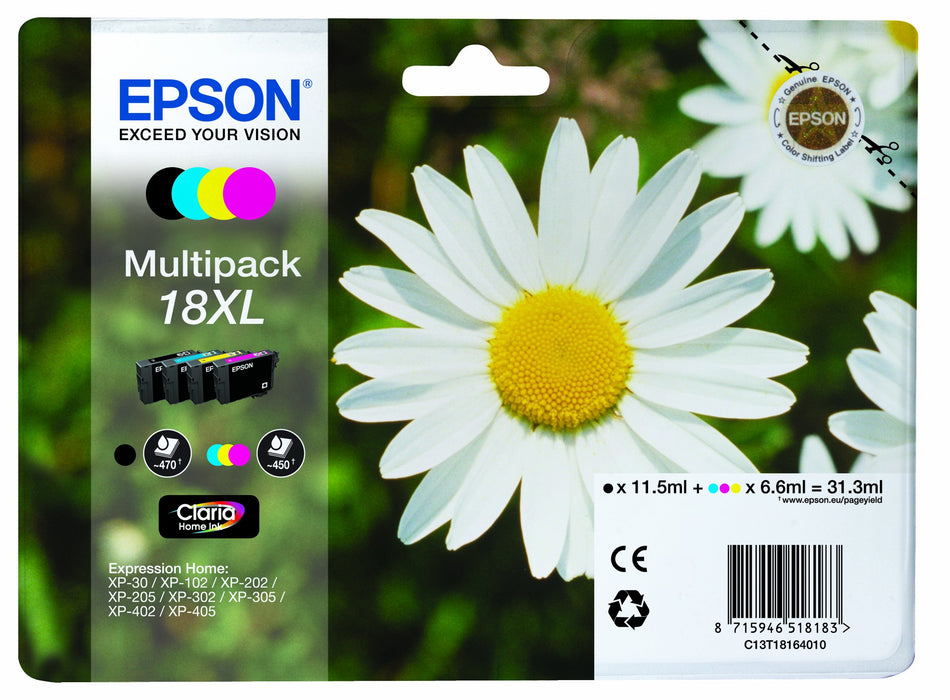 Best Value Epson XP30/302/405 X-Large Capacity Ink Cartridges, Black/Cyan/Magenta/Yellow, Pack of 4, Genuine, Amazon Dash Replenishment Ready