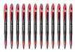 Best Value Uni-Ball UB-188-Micro Fountain Pen Tip 0.5mm Air Rollerball Pens, Red Gel, 12 Pack