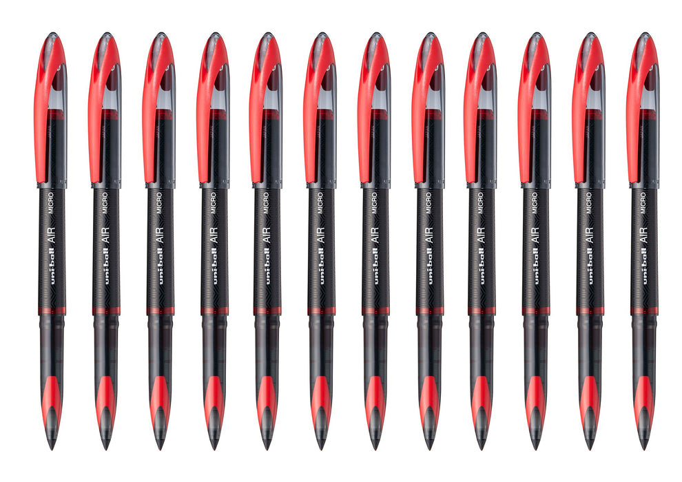 Best Value Uni-Ball UB-188-Micro Fountain Pen Tip 0.5mm Air Rollerball Pens, Red Gel, 12 Pack