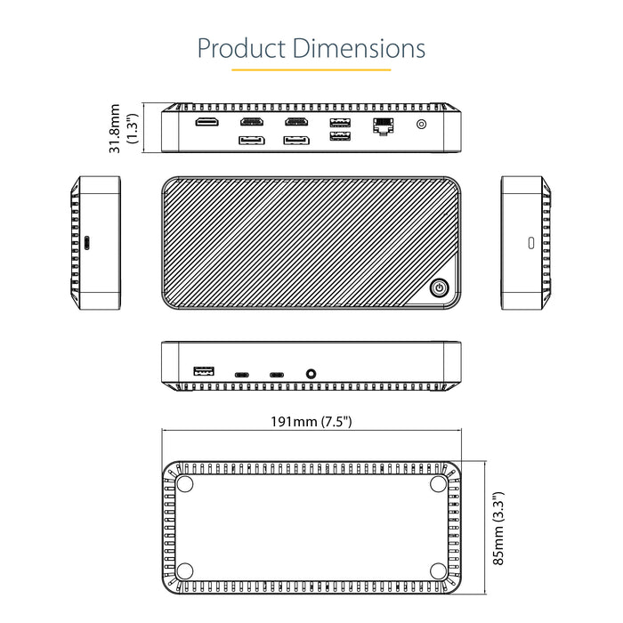 StarTech.com USB-C HDMI DisplayPort Triple Monitor Docking Station