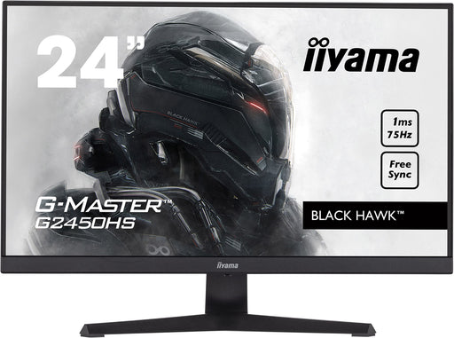 iiyama G-MASTER Black Hawk G2450HS-B1 - LED monitor - 24" (23.8" viewable) - 1920 x 1080 Full HD (1080p) @ 75 Hz - VA - 250 cd/m² - 3000:1 - 1 ms - HDMI, DisplayPort - speakers - matte black