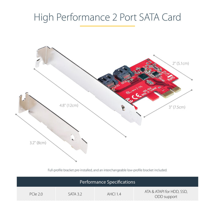 StarTech.com 2 Port 6Gbps PCIe SATA Expansion Card