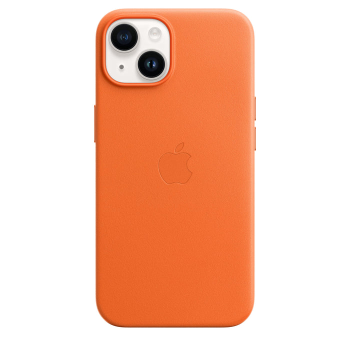 Apple - Back cover for mobile phone - MagSafe compatibility - leather - orange - for iPhone 14