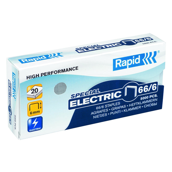 Best Value Rapid 24867800 66/6 Strong Staples, Robust Galvanised Wire, 6 mm Leg Length, 20 Sheets, Pack of 5000