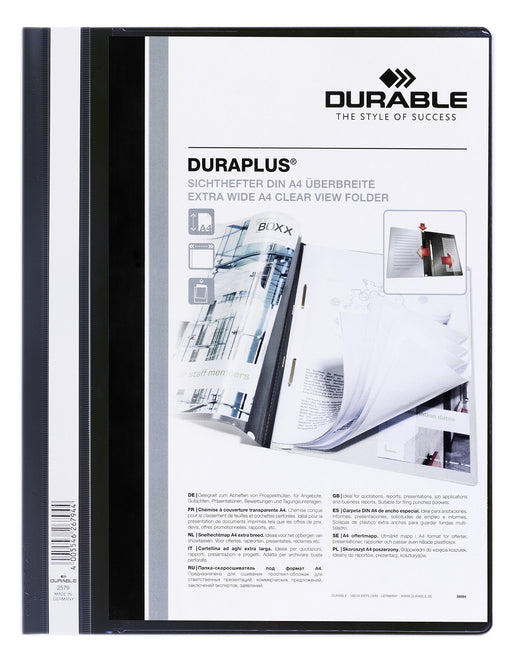 Best Value Durable Duraplus HUNKE & Yoke Domestic Clear View Folders, Durable Film, DIN A4, Black