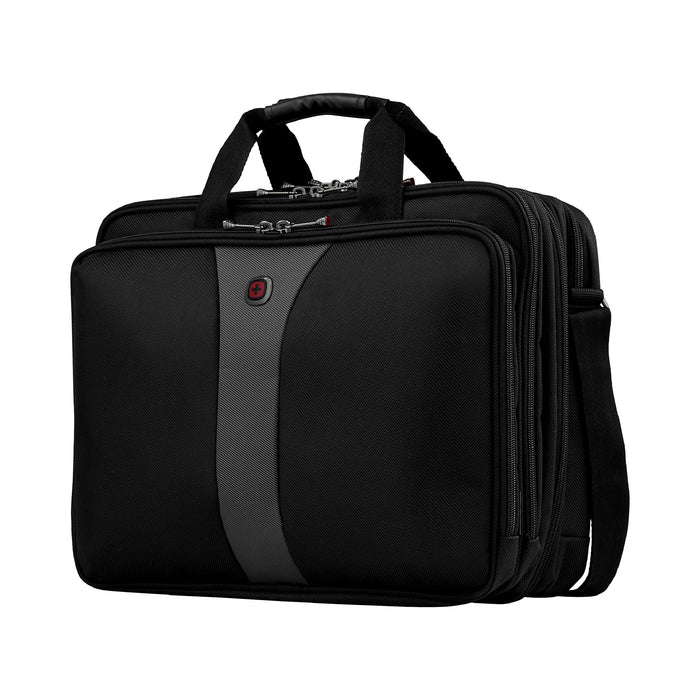 Best Value Wenger 600655 LEGACY 17-Inch Triple-Gusset Laptop Case, Airport Friendly with iPad/Tablet/eReader Pocket in Black/Grey, 21 Litres