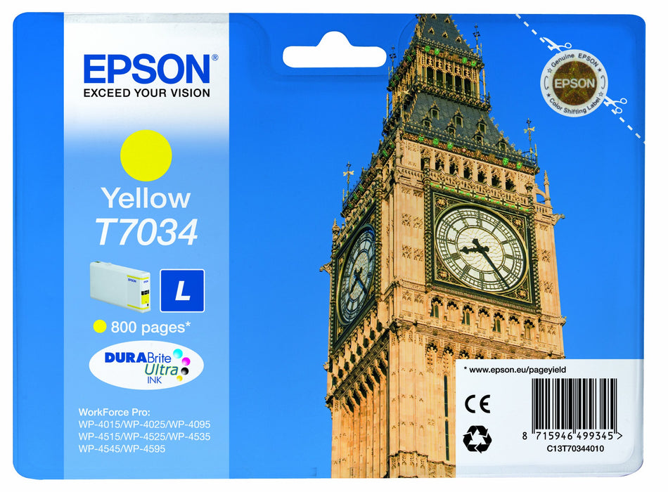 Best Value Epson T7034 Toner Cartridge, Yellow, Genuine, Amazon Dash Replenishment Ready