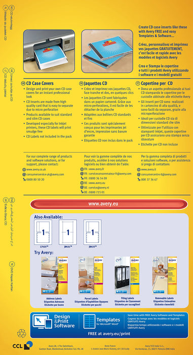 Best Value Avery J8435-25 CD Case Cover, Spine and Tray Inserts, White ,1 Label Per A4 Sheet