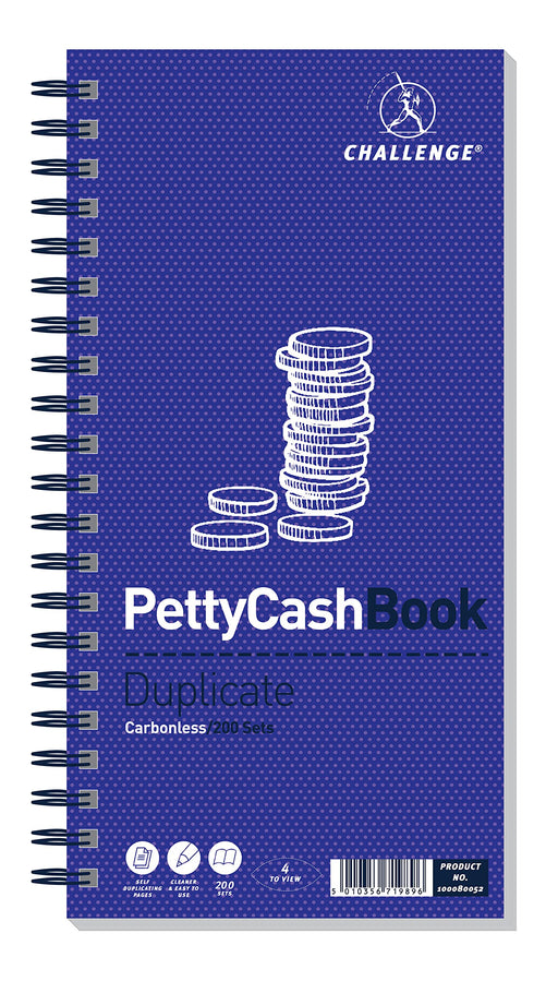 Best Value Challenge 280 x 141 mm Duplicate Petty Cash Book, Carbonless, 200 Pages, Set of 1