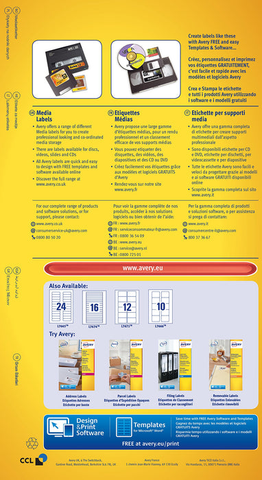 Best Value Avery L7674-25 Self-Adhesive Video Spine/Data Storage Labels, 16 Labels Per A4 Sheet