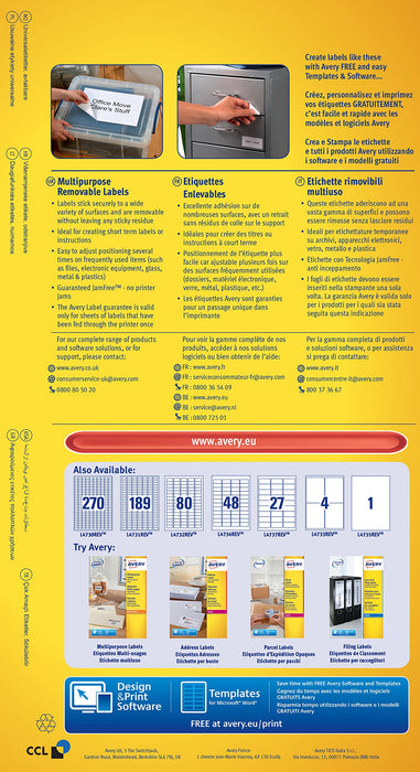 Best Value Avery L4736REV-25 Self-Adhesive Removable Mini Labels, 48 Labels Per A4 Sheet - white